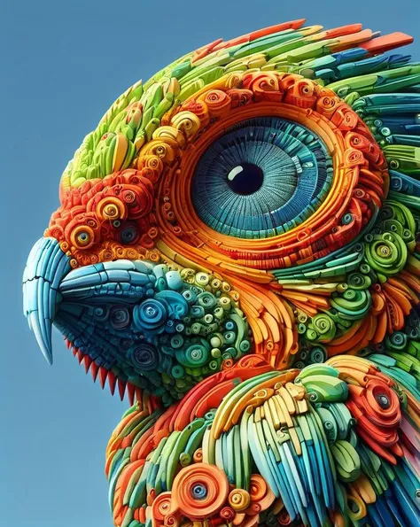 ["breathtaking m0c, PARROT face . award-winning, professional, highly detailed", "m0c, PARROT face, extremely detailed eyes, realistic, hyper realistic, Vibrant colors, masterpiece, digital art from deviantart, by artgem, by Alphonse mucha"] <lora:ClonerCore-XL_SickLizard:1>