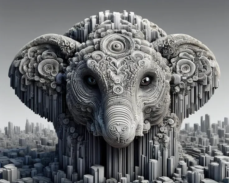 ["breathtaking m0c, ELEPHANT face . award-winning, professional, highly detailed", "m0c, ELEPHANT face, extremely detailed eyes, realistic, hyper realistic, Black and Grey gradient colors, masterpiece, digital art from deviantart, by artgem, by Alphonse mucha"] <lora:ClonerCore-XL_SickLizard:1>