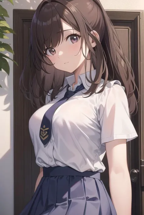 koganetsukioka, <lyco:koganetsukioka-lyco-nochekaiser:1>,
kogane tsukioka, (brown eyes:1.5), brown hair, hair tie, ponytail,
BREAK bare legs, blue skirt, collarbone, collared shirt, miniskirt, shirt, short sleeves, skirt, tented shirt, tied shirt, tight clothes, tight shirt, white shirt, wing collar,
BREAK looking at viewer,
BREAK outdoors,
BREAK <lyco:GoodHands-beta2:1>, (masterpiece:1.2), best quality, high resolution, unity 8k wallpaper, (illustration:0.8), (beautiful detailed eyes:1.6), extremely detailed face, perfect lighting, extremely detailed CG, (perfect hands, perfect anatomy),