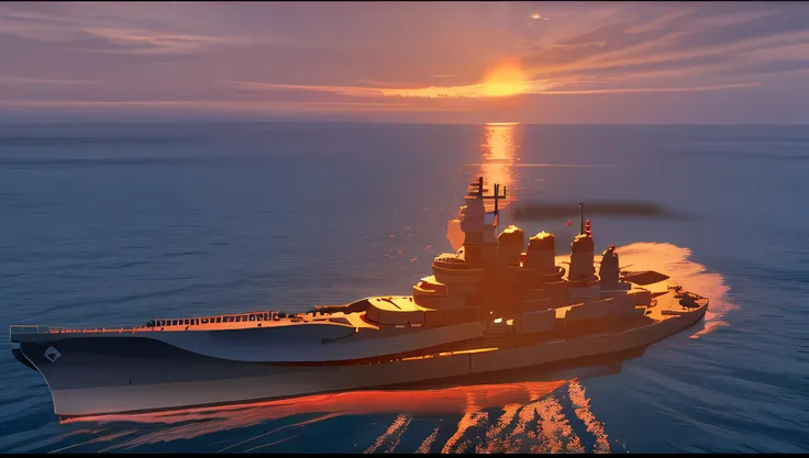 <lora:USS_Iowa_Battleship:0.85> pop art, iowa with crew, at sea, sunset, warm light, cinematic,
highly detailed, 8k