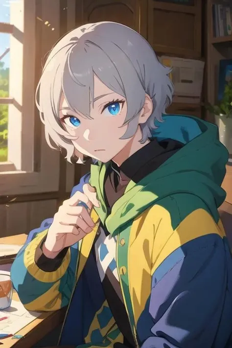 masterpiece, best quality, illustration, 1boy, solo, male focus, looking at viewer, , , <lora:otto_suwen:0.64>, otto_suwen, grey hair, blue eyes, coat,