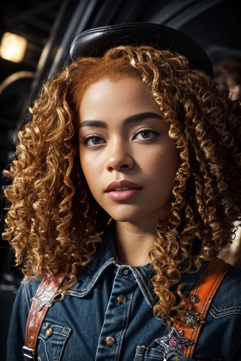 (icespice), orange afro, very curly hair, brown eyes, (dressed like god, dress like jesus christ:1.2), (realistic:1.2), (masterpiece:1.2), (full-body-shot:1),(Cowboy-shot:1.2), neon lighting, dark romantic lighting, (highly detailed:1.2),(detailed face:1.2), (gradients), colorful, detailed eyes, (natural lighting:1.2), (dynamic pose:1.2), (solo, one person:1.5),<lora:icespicev02-000005:0.99>