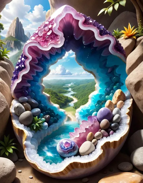 Pokémon style <lora:Dalle3mixLoha:1> there is a picture of a piece of art with a lot of stones, detailed digital 3d art, creative book cover, mind-bending digital art, hyperrealistic 3d digital art, hyperrealistic 3 d digital art, intricate 3 d illustration, geode, by Chase Stone, highly detailed digital artwork, 3 d + digital art, open portal to another dimension . Vibrant, cute, anime, fantasy, reminiscent of Pokémon series