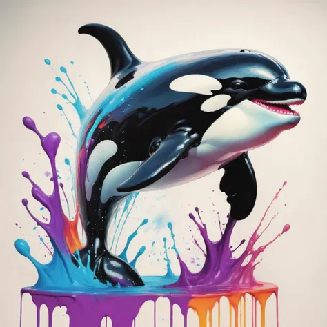 killer Whale, under water, masterpiece, colorful atmosphere, drawing, stunning, detailed, warmful. (graffiti art, splash art, street art, spray paint, oil gouache melting, acrylic, high contrast, colorful polychromatic, ultra detailed, ultra quality, CGSociety:0.9)