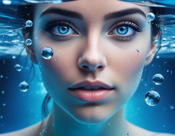low-poly style <lora:FF-WoMM-XL-FA-v0208-TE:0.8> a close up of a woman's face with drops of water on her face, closeup fantasy with water magic, underwater face, face in water, close up portrait photo, closeup shot of face, half face in the water, wet make - up, rain drops on face, closeup of face melting, close up portrait shot, closeup portrait shot, water eyes . low-poly game art, polygon mesh, jagged, blocky, wireframe edges, centered composition