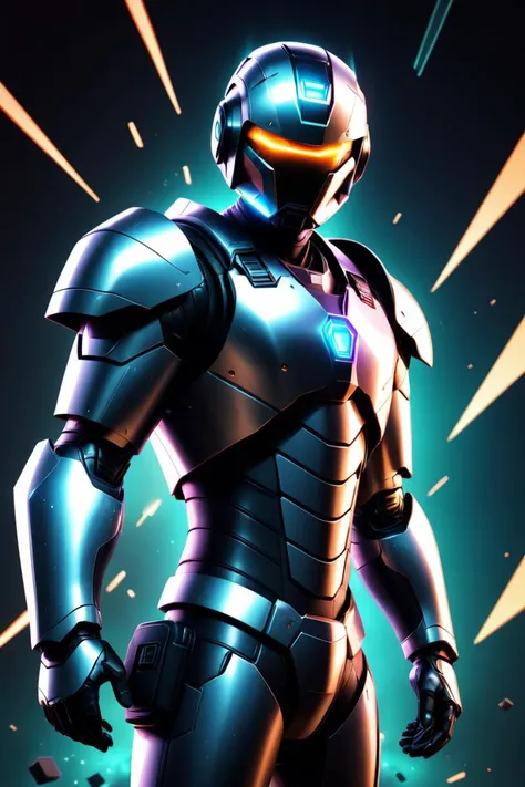 Minecraft style <lora:FFai.0021.Dreamshaperxl10_Alpha2xl10.lora:1> (Ultrarealistic:2, a wide angle full body of a futuristic looking man in a scifi cinematic cover with armor suit with glowing eyes and a glowing chest and chest, with a black background of dark background and rainbow highlights and a black background and a dark background, with a dark, data fragments exploding in background, digital art,ultra-realistic smooth edges, ((antialiasing smooth edge quality:1.2)),anti-aliasing,MSAA,FXAA,TAA, explosion of data fragments, exploding background, 3d abstract render overlayed,,close portrait,(manga:1.3),beautiful,attractive,handsome,trending on ArtStation,DeviantArt contest winner,CGSociety,ultrafine,detailed,studio lighting . Blocky, pixelated, vibrant colors, recognizable characters and objects, game assets