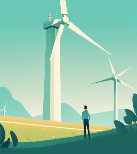 concept art <lora:FF-Style-James_Gilleard:1> in the style of James Gilleard, illustration of an illustration, Scaly, at Wind farm, Bokeh, by Zhichao Cai, Romantic, Excessivism, inspired by Atey Ghailan, james gilleard artwork . digital artwork, illustrative, painterly, matte painting, highly detailed