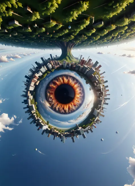 <lora:FF-Style-Dall-e-FFusion-Surrealism:1> 4K detailed photorealistic image of
the world is upside down, an eye looks up from below