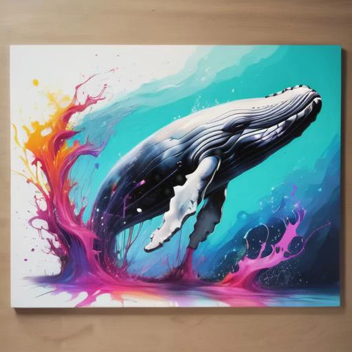 Whale, under water, masterpiece, colorful atmosphere, drawing, stunning, detailed, warmful. (graffiti art, splash art, street art, spray paint, oil gouache melting, acrylic, high contrast, colorful polychromatic, ultra detailed, ultra quality, CGSociety:0.9)