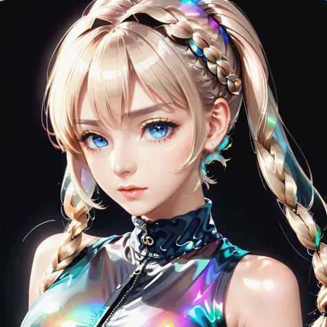 anime artwork prismatic cotton sleeveless turtleneck dress, vintage chanel, vintage dior, cinched waist, turtleneck, an extremely delicate and beautiful outfit, transparent color chiffon clothing, prismatic, hair ornament, holographic, chromatic aberration, fashion illustration, masterpiece, transparent color chiffon clothing, prismatic, holographic, gamer, masterpiece, huge breasts, girl with harajuku fashion, french braided hair band, reflective fabric inner, transparent chiffon cardigan, looking at viewer, 8k, ultra detailed, pixiv <lora:FF.70.FinalAnimeCG_mk2a2.lora:0.41> <lora:FF.77.animeChangefulXL_v10ReleasedCandidate.lora:1>,close portrait,(manga:1.3),beautiful,attractive,handsome,trending on ArtStation,DeviantArt contest winner, CGSociety,ultrafine, detailed, studio lighting, anime style, key visual, vibrant, studio anime, highly detailed, beautiful, aesthetic, detailed, beautiful color amazing quality, best quality, high quality, <lora:beautiful detailed eyes:1>, <lora:dreamlikeDiffusion10_10:1>