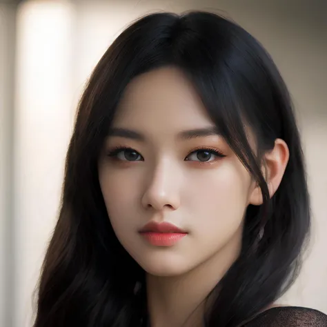 hyper realistic lifelike texture dramatic lighting unreal engine trending on art station, award winning photo, nikon RAW photo,8 k, Fujifilm XT3,masterpiece, best quality, realistic, photorealistic, ultra detailed, extremely detailed face, solo,1girl, standing, fashionable and trendy atmosphere, high-end makeup products, and a stylish expression on her face, close up, t-shirt