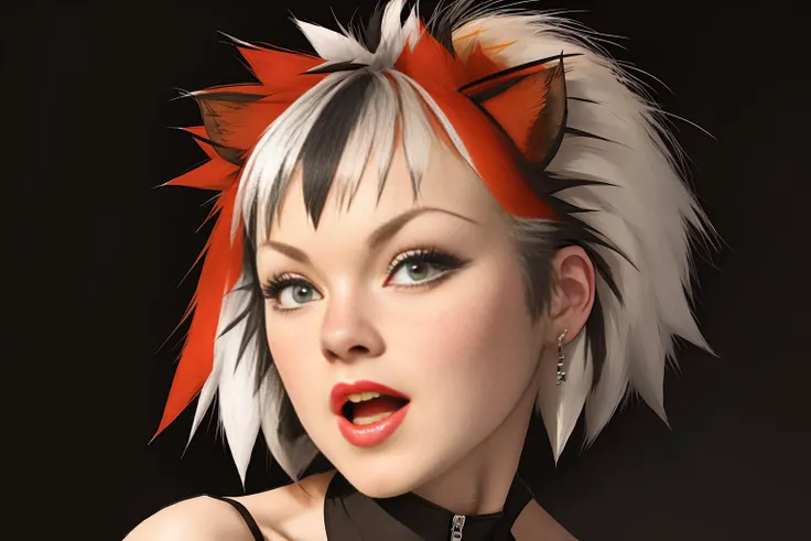 portrait of DEN_cats_jemima, headshot, face focus, black background, plain top,
photorealistic, detail, high detail