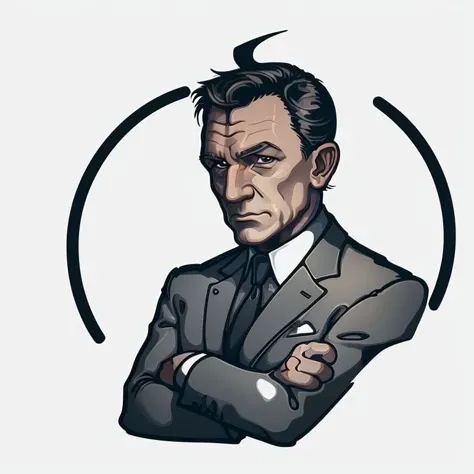 james bond as a (fox:1.1) animal <lora:easy_sticker:0.87>  (solid outline:1.3) masterpiece drawing illustration 1boy circle art