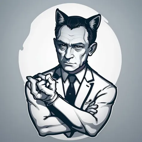 james bond as a (fox:1.1) animal <lora:easy_sticker:0.87>  (solid outline:1.3) masterpiece drawing illustration 1boy circle art