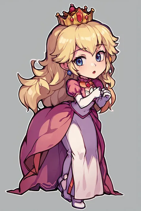 (best quality, masterpiece),
(princess peach), simple background, full body, (solid outline:1.2), <lora:peach:0.5>,<lora:easy_sticker:1>