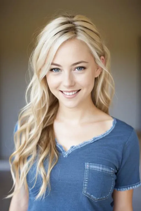 portrait photo of beautiful woman, dirty blonde hair, (double braid:0.5), facing viewer, simple background, light smile, <lora:Eva Nyx:0.8>