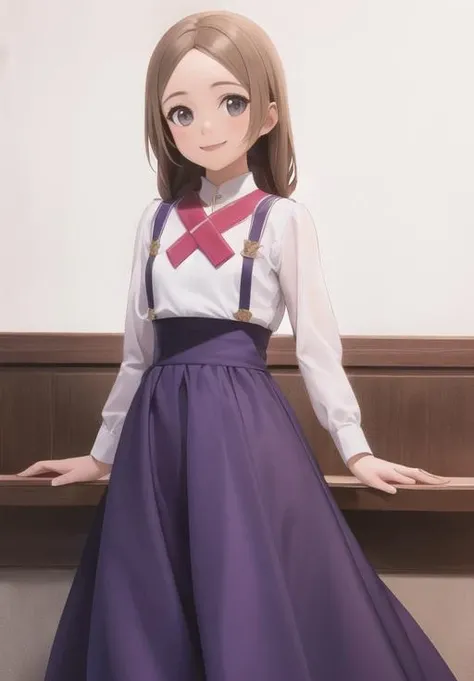 <lora:Linel_28:0.8>, Linel_28, smile, long skirt, purple dress, (masterpiece, best quality, detailed:1.3)