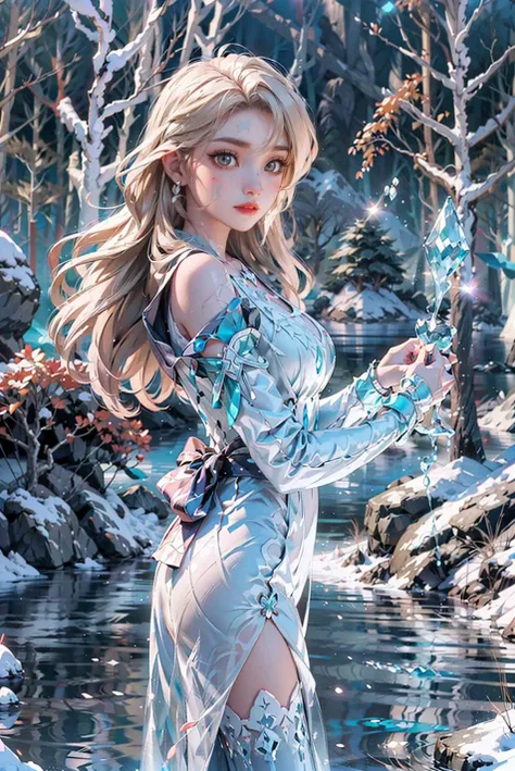 <(best quality, extremery best quality, masterpiece:1.4), (realistic, intricate details:1.4), (photorealistic:1.4), (extremely intricate:1.4), highres, ultra highres, ultra-detailed, absurdres, incredibly absurdres, extremely detailed, high quality, high resolution, hyperrealistic, ultra-realistic, hyper-detailed, top quality, best, fine detail, massive detail, Highly detailed, extreme detailed, highest detailed, high-res, absolutely resolution, reflection, (refraction:1.4), (hyperrealism:1.4)>, BREAK, 1girl, solo, looking at viewer, (young cute beautiful 18-year-old girl:1.4), 3d face, (hand of Guido Daniele:1.4), beautiful girl, Beautiful face, pretty, girlface, kpop idol, supermodel, stunning innocent symmetry face, perfect body, medium breast, slim waist, slim legs, (high detailed skin:1.5), glowing eyes, goddess, natural skin texture, shiny skin, White skin, Beautiful detailed face, detailed face, real skin texture, cute delicate face, finely detailed face, golden ratio, golden ratio face, expressive eyes, perfect face, perfect skin, flawless face, clear face, shiny hair, pale skin, Proper body proportion, perfect anatomy, realistic skin texture, luscious lips, glossy lips, natural makeup, beautiful bright pupils, slender figure, intricate eyes, detailed pupils, detailed face and eyes, longeyelashes, blush, good hand, perfect hands, pretty face, beautiful female bodies, finely detailed skin, oily shiny skin, clean facial features, an extremely delicate and beautiful, cute & girly, beautiful detailed eyes, stars in the eyes, BREAK, (((((Night time, heavy snow, (snow_queen_elsa, blonde hair:1.4), (winter, snow-covered landscape, snowstorm, ice powers, snowy background, mountain background, cold, winter forest, snowflake, Snow, snowing, falling snow, forest, sky, river in background, cold ice, blizzard storm, frozen lake, big tall pine tree, mountain, snow peak, everfrost, landscape, glaciers, water reflection, ice reflection, frozen forest, spikes of ice, ice glaciers, ice cliffs, aurora borealis, stars, outdoors, morning mist, ethereal, sunrise, scenery, nature, lost forest, mysterious background:1.4), (iridescent colors, Iridescence, blush, mysterious, fantasy background, fantasy, smile, open mouth:1.2), (light is shining, fog, wind:1.2), (Luminescent Particles:1.3), (fullbody:1.2), (eye focus, face focus, character focus, close-up face:1.2), (dutch angle, cowboy shot:1.3), colorful refraction)))), BREAK, <watercolor, available light, detailed light, volumetric fog, beautiful lighting, Rembrandt lighting, Cinematic, pixel art, game art, key visual, surreal, PBR Texturing, Anisotropic Filtering, Maximum Clarity And Sharpness, Albedo And Specular Maps, Multi-Layered Textures, Surface Shading, Sub-Pixel Convolution, Sub-Pixel Convolution, Accurate Simulation Of Light-Material Interaction, blurry foreground, broad light, volumetric light effect, matte painting, perfectly defined features, volumetric lighting, Tone Mapping, Lumen Reflections, Global illumination, Ray Tracing, Screen Space Global Illumination, Accent Lighting, 32k, Natural Lighting, volumetric, cinematic masterpiece, Rule of thirds, high dynamic range, Multi-exposure HDR capture, cinematic render, game cg cinematic, atmospheric perspective, scene, epic dynamic frame, motion blur, ((cinematic look, Film look)), rim light, 4k textures, adobe lightroom, photolab, insane details, hyperdetailed, exposure blend, professional color grading, professional color correction, aerial perspective, particles and dust in beams of light, cinematic scene, dynamic lighting, sharp details, lomography, soft focus, light leaks, bold hues, atmospheric depth, (explosive light and shadow:1.2), aesthetics, intricate designs, ultra realistic digital art, (zentangle, mandala, tangle, entangle), (fractal art), elegant, vivid colours, floating particles, particles, dramatic, epic, (ink drawing, oil painting detailed), (dramatic lighting:1.2), RAW, huge filesize, extremery detailed CG, Photo, 8k uhd, cinematic atmosphere, trending on artstation, award-winning glamour photograph, highly detailed photo, official art, beautiful and aesthetic, unity 8k wallpaper, beautiful, highly detailed CG illustration, best illustration, intricate, Amazing, emotional, analog, painting, digital painting, concept art, Oil Painting, illustration, Classical art, Renaissance, Romanticism, Neoclassicism, Color Palette, depth and contrast, Vibrant colors, saturated, rich saturation, color harmony, vivid palette, concept-art, design style, detail character, concept render, colorful, analog photography, dreamy atmosphere, specular highlights, atmospheric lighting, (dynamic angle, dynamic pose :1.3), (shiny, clothes reflecting light, lens flare, bloom effect, light particle, lens glare:1.3), realistic lighting, cinematic light, (cinematic lighting), light in the face, soft lighting, saturated colors, detailed background, sharp focus, 8k high definition, perspective, Master Composition, roughness, post-processing, soft shadows, realistic shadows, ambient occlusion, ray-tracing, subsurface scattering, photon mapping, physically-based rendering, octane rendering, unreal engine 5, ue5 rendering, Adobe After FX, dslr, RTX, Best character details, radiosity, sharp, antialiased, RAW photo, HDR, 8k, 4k, (((Photographed by Roger Deakins, using a RED Monstro 8K VV camera and a series of high-end lenses))), ((Hasselblad photography)), (film grain:1.4), Kodak portra 400, ((Fujifilm X-T5)), professional photograph, depth of field, caustics, Broad lighting, diffuse lighting, rim lighting, two tone lighting, textile details, visible pores, high resolution scan, professionally color graded, photographic reality, automatic white balance, best lighting, detailed shadow, high contrast, strong light and shadow>, (PureErosFace_V1:0.4), (ulzzang-6500:0.6), <lora:epiNoiseoffset_v3:0.1>, <lora:FilmVelvia2:0.05>, <lora:add_detail:0.15>, <lora:snow_queen_elsa:0.7>