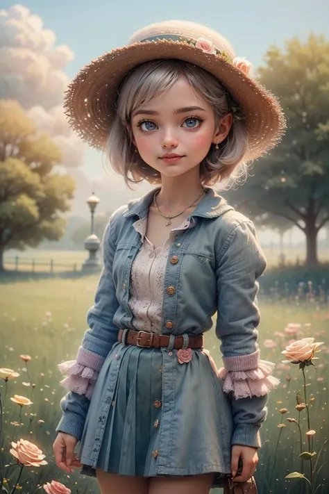 <lora:QQbaby_v1:0.8>,qqbaby
best quality, masterpiece, photorealistic, intricate detail, raw photo, photon rendering, octane rendering, ridiculous, ultra detailed, detailed face, detailed skin, trending on artstation, 8k masterpiece, cinematic lighting, 1girl, skirt, outdoor, flower, hat, solo, jewelry, blue eyes, red flower, shirt, white shirt, necklace, belt, long sleeves, looking at viewer, pleated skirt, sky, daytime, rose, blue skirt, short hair , earrings, blue sky, lip, red rose, hair accessory, black belt, cowboy shot, blush, smile, shirt tucked in, standing, cloud, buckle, collarbone, building, tree, straw hat, thigh, cross, belt buckle , sun hat, breasts, wind, hat flowers, puffy sleeves, white hair, yellow flowers, teeth,
<lora:add_detail:0.4>,