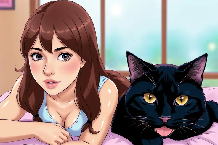 <lora:wikh:0.8>wikh, girl suffocating her boyfriend with a cat