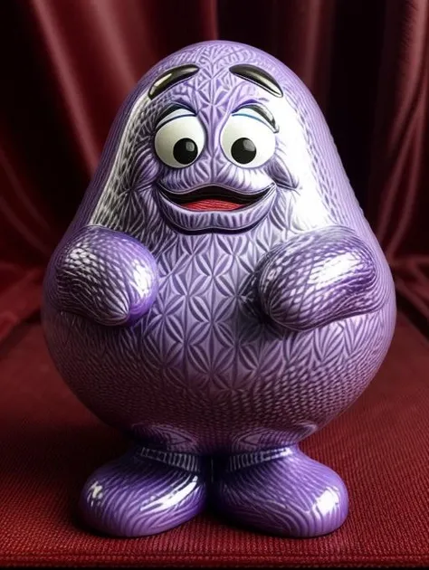 best quality, masterpiece, highres, detailed, <lora:Detail - add_detail:0.2>, Grimace, <lora:Grimace:0.9>, purple, happy, no human, toy, plastic, smooth plastic,