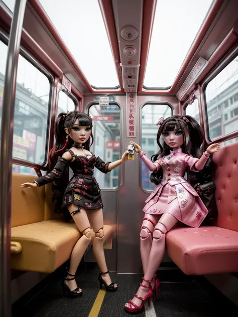 <lora:RainbowHigh:1> inside a Hong Kong street car, two rainbow high dolls having a fight, angry, impulsive, agressive 4k, tack sharp, nikon DSLR, master piece