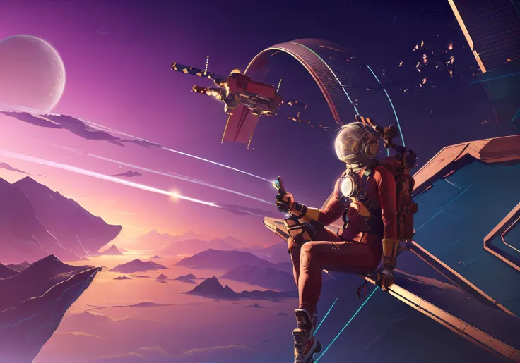 ((highly detailed, extremely detailed CG unity 8k wallpaper, illustration, highres, absurdres)), ((masterpiece)),
<lora:nomansky:1>nomanskyai, spacelandscape, 1boy, space, astronaut, male focus, floating, spacesuit, science fiction, star \\(sky\\), solo