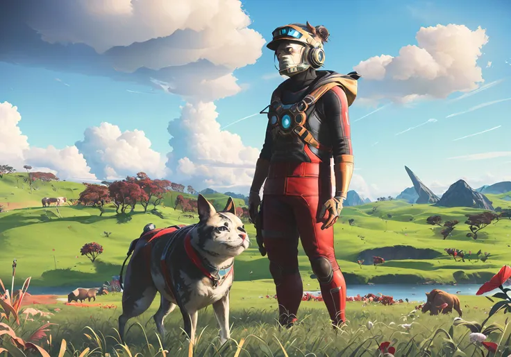 ((highly detailed, extremely detailed CG unity 8k wallpaper, illustration, highres, absurdres)), ((masterpiece)),
nomanskyai, people, multiple boys, sky, cloud, outdoors, field, scenery <lora:nomansky:1>