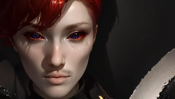 <lora:DemonicEyes:1> Demonic Eyes, (masterpiece, best quality, ultra-detailed, highres), boy, male focus, facial hair, red eyes, black sclera, colored sclera, solo,  red hair, looking at viewer, beard, lips, mustache, perfect face, sidelighting, lustrous skin,(bloom), (shine), lighting, ray tracing, solo, 1depth_of_field,very detailed background, highly detailed background, Masterpiece, Ultra detailed, great composition,Dynamic angle,[Bottle bottom],(wide shot),  (golden ratio), (centered), (perfect facial composition), extremely delicate and beautiful,(Highest picture quality), (Master's work),   depth of field, solo, extreme light and shadow, masterpiece, rich in detail, (fine features), (highest quality), (masterpiece), (detailed eyes), (beautiful) detailed,beautiful detailed eyes,(straight-on), full body, cyberpunk:1, flower petals falling, (extremely detailed CG unity 8k wallpaper),(masterpiece), (best quality), (ultra-detailed), (best illustration),(best shadow),perfect lighting , perfect anatomy , vivid colors,