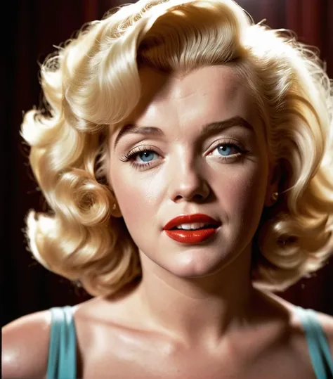 a 1950s, professional photograph, realistic, hair blonde ,marilyn monroe, 28 year, young, epic (photo, studio lighting, hard light, sony a7, 50 mm, matte skin, pores, colors, hyperdetailed, hyperrealistic), hdr, 8k, ultra realistic, detailed background