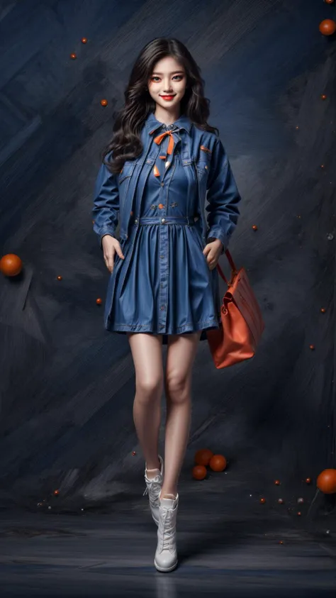 masterpiece, best quality,highres, 1girl, colorfashionstyle, <lora:colorfashionstyle_v1:0.7>, full body, <lora:fashigirl-v5.5-lora-naivae-64dim:0.4>, <lora:add_detail:0.7>, <lora:hairdetailer:0.7>, light smile, orange and blue theme