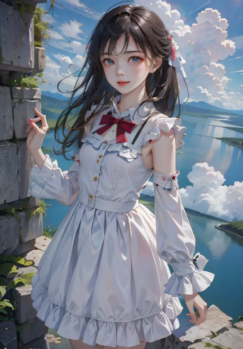 1 girl,solo,(8k, best quality, masterpiece:1.2), (realistic, photo-realistic:1.37), ultra-detailed,beautiful detailed sky,night,dating,(nose blush),(smile:1.15),(closed mouth),beautiful detailed eyes,((masterpiece)),(((bestquality))),((ultra-detailed)),((((fullbody)))),(unhelpless),tear,crying,(((((fallingfromthesky))))),((WeatheringWithYou)),(((fullbody))),(illustration),(1girl),((falling))tear,((facetowardsthesky))(hairflowsupwards)((illustration)),((disheveledhair)),animescreeshot,((frills)),(1girl),bigtopsleeves,floating,beautifuldetailedisky,beautifuldetailedeyes,overexposure,,expressionless,sidebluntbangs,hairsbetweeneyes,ribbons,bowties,buttons,bareshoulders,(((smallbreast))),detailedclothes,blankstare, black hair,blue eye,fashi-girl,red lips,makeup,realistic,<lora:fashionGirl_v50:0.5>, <lora:shojovibe_v11:0.4>,PerfectNwsjMajic,<lora:nwsjmajic_11:0.7>