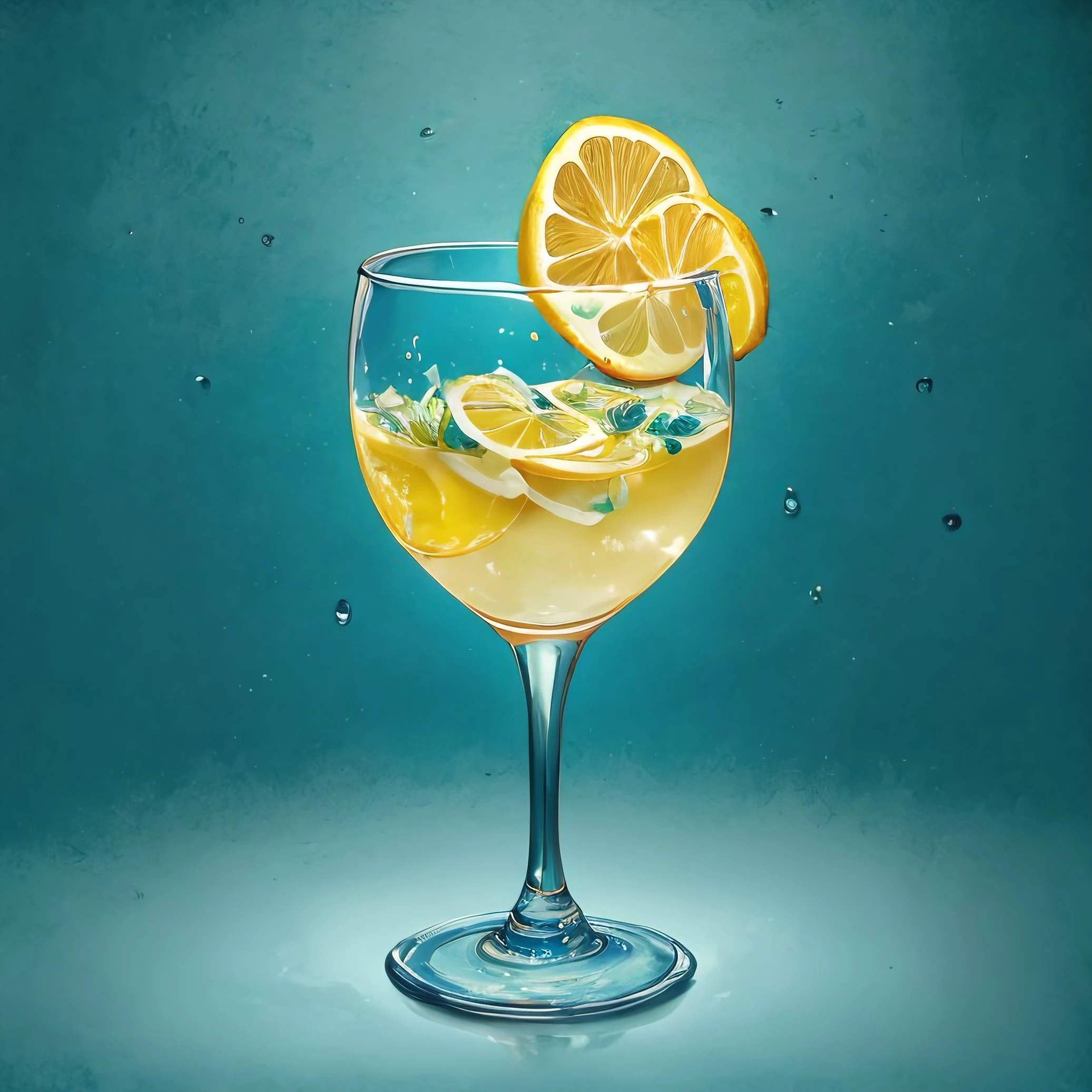 a lobster dinner, lemon slice, glass of blue liquid, food art, fantasy art, (no humans:1.9), <lora:MadeJourney:1.0>