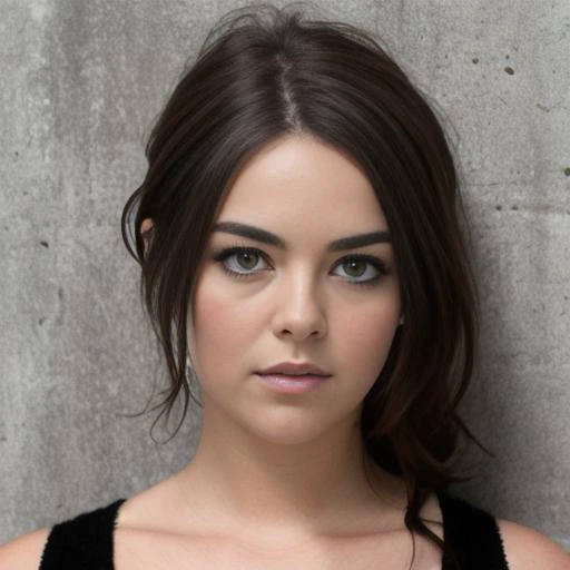 a woman is standing against a wall, realistic, close up, photorealistic, solo, Imogen Dyer <hypernet:ImogenModelV2.1:1>