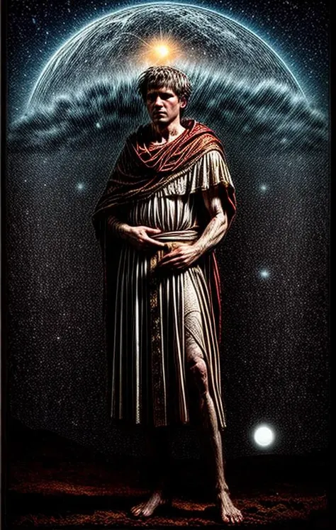 [Official Roman Empire] photo of an ((Roman Caesar with a bright comet with tail behind him))(phi golden ratio composition)BREAK [sombre occult Roman palace setting], [government ceremony], [pomp in abundance] (SURREALISTIC lighting) BREAK [low camera angle], [large format bellows camera with telephoto lens], in the style of [National Geographic magazine]<lora:MoreDetails:1> <lora:BetterHands:2> <lora:MoreDetails:1.65>
