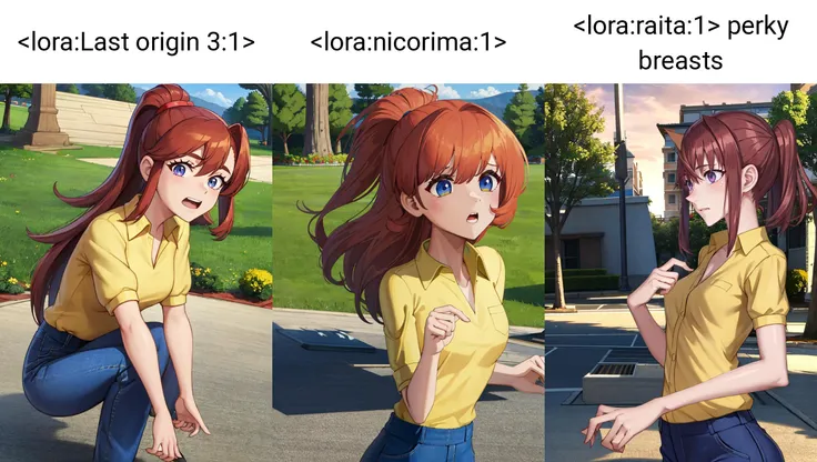 (masterpiece, best quality, beautiful detailed eyes, cinematic lightining), adult,
1girl, solo, standing, outdoors, park
<lora:clerkgirl-tt-richy-v1_reg_3:1> clerkgirl, yellow shirt, blue pants
<lora:Last origin 3:1>