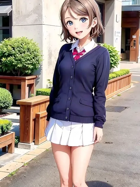 1girl, solo,(best quality),(masterpiece:1.1),full body, looking_at_viewer, school uniform, cute, clear facial skin,