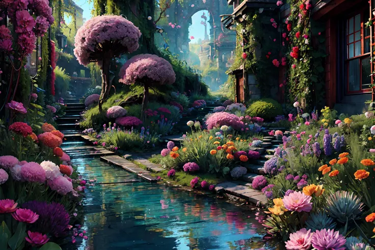 masterpiece,(best quality:1.3),
<lora:FantasyWorldV1:1>,fantasy_world,Garden,Running water,