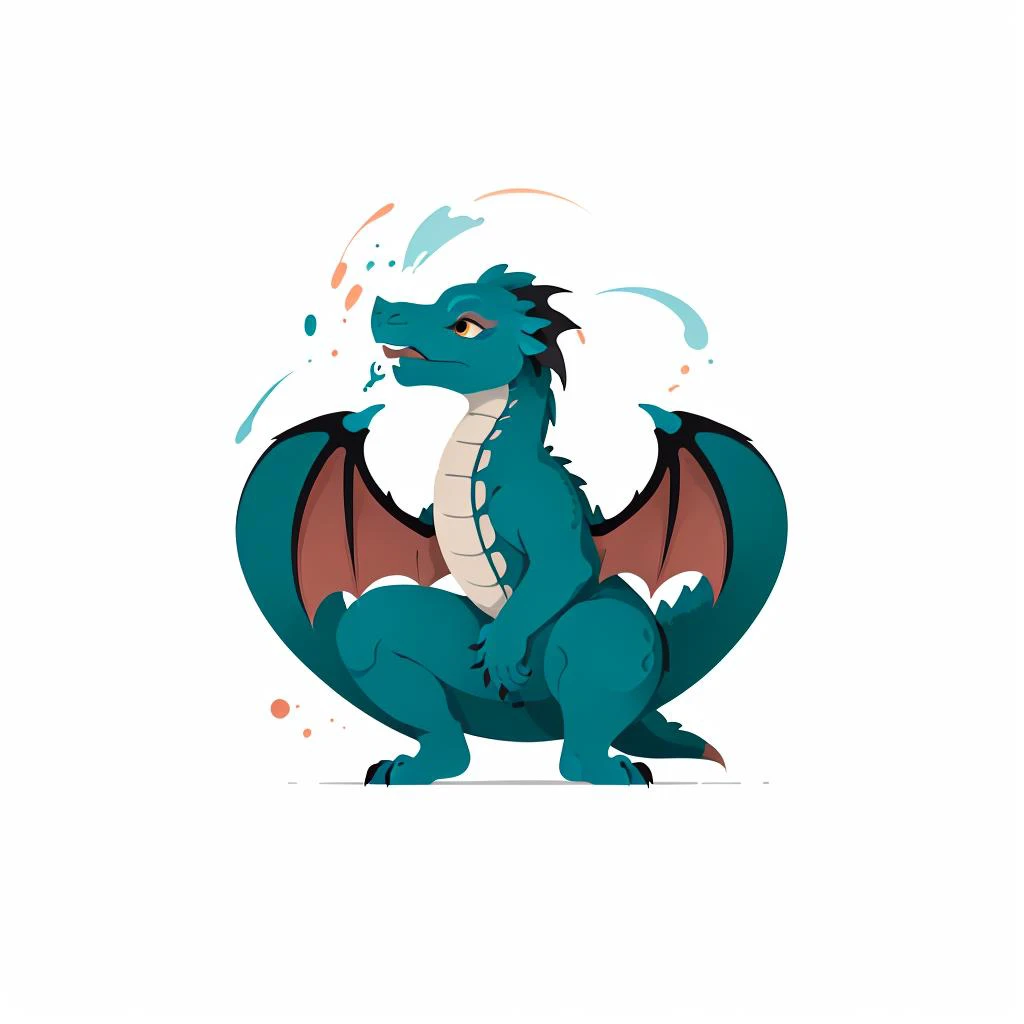 2d,flat design,minimalism,logo,icon,gradient,clean composition,white background, dragon, slender body, color splashing, dragon squama, outdoors,<lyco:felic_art:0.65>,