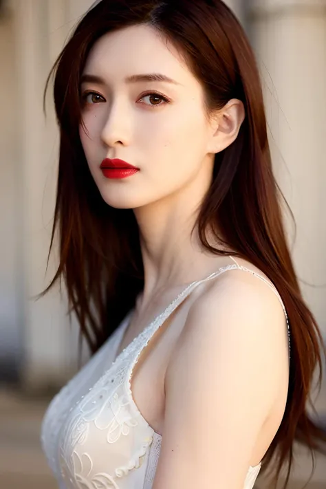 <lora:fakejiangshuying:0.8>
Best quality, masterpiece, ultra high res, (photorealistic:1.4), raw photo, pale skin, lipstick, dynamic pose,1girl,solo, low key, cold light 12000K