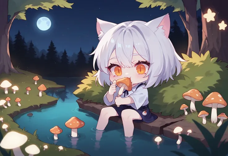 score_9, score_8_up, score_7_up, source_anime, moonlight,night,
BREAK
glowing forest, mushrooms, tree, pond, bioluminescence, moon,
BREAK
chibi, cat ears, white hair, orange eyes, eating mushroom,bush,
 <lora:Eonsang_PDXL-v2:0.8>