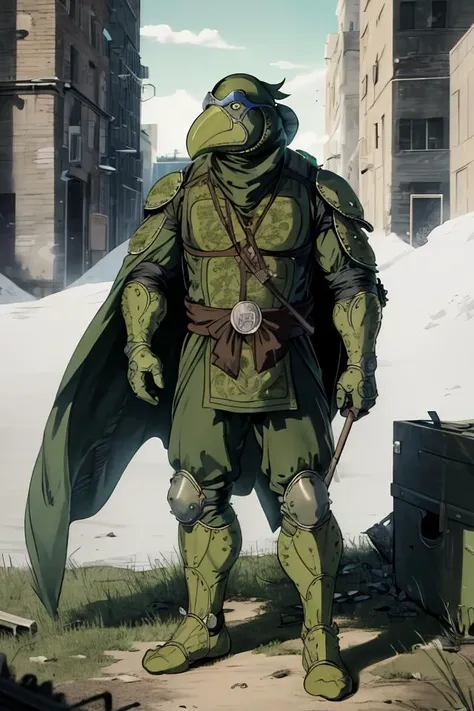tmnt , <lora:tmnt87v2:0.9>, highres, sharp focus, ((intricate details)), highly detailed, green gas, green smoke, green fog, plague doctor, mask, gloves, plague doctor mask, bandage, tabard, medieval, tall, muscular, standing, in ruins, outdoors, <lora:plague doctor:0.6>