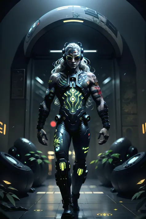 <lora:fantastic_characters_v4:0.9>, (fantchar), walking, <lora:BodHor-V1:0.3>, (athletic scifi humanoid scholar:1.5), (sunglasses), (scifi business attire), (tattoo:1.7), (head phones), muscle definition, alien vegetation, (alien planet vegetation:1.5), long wavy hair, dark_skin, neon signs on spacesuit,
depth of field, dynamic pose, dramatic angle, unreal engine, 8k, highly detailed, unreal engine, photo, photorealistic, hyperrealistic, cinematic lighting, cinematic composition, beautiful lighting, sharp, details, hdr, 4k,