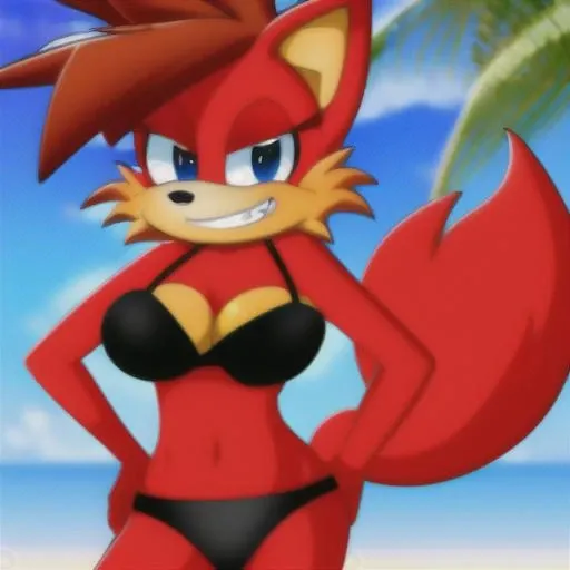 fiona fox,smile,looking at viewer,bikini,standing,