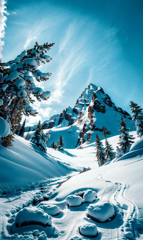 <lora:extremeangle-000002:1>,extremeangle,snowy mountain,