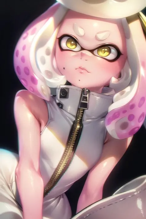 splatoon girl、3D Animation、Molten Gold Body、Liquid Metal Girl、liquid skin、slime girl，(From the back)、Ass close up、Stick your butt out、White skin on buttocks and chest、Get on all fours、Golden tentacle hair、Big and cute eyes、Golden Eyes、shining eyes、topless、Super big 、Cleavage、A wet ass with golden liquid、cheek、lipstick、smile、Background that increases your luck、Background with scattered gold coins and gold bars、Photos that bring you luck with money、