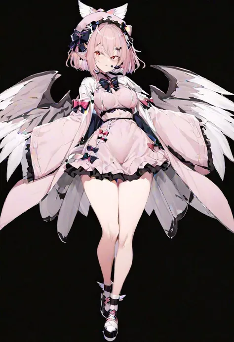 masterpiece, best quality, ultra-detailed, beautiful, nai3, 1girl, solo, full_body, tachi-e,
mystia_lorelei, osana najimi, 1girl, hat, pink hair, dress, animal ears, wide sleeves, wings, bird_wings, bow, hair_bow, red_eyes, short_hair, microphone,