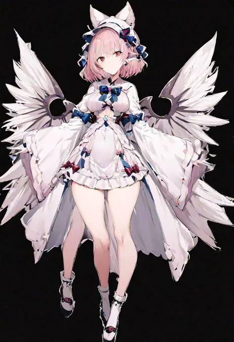 masterpiece, best quality, ultra-detailed, beautiful, nai3, 1girl, solo, full_body, tachi-e,
mystia_lorelei, osana najimi, 1girl, hat, pink hair, dress, animal ears, wide sleeves, wings, bird_wings, bow, hair_bow, red_eyes, short_hair, microphone,