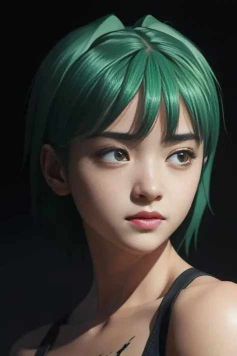 Hyperrealistic art of ultra realistic, photorealistic, masterpiece, highres, <lora:KaedeKayanoR4:1>,KaedeKayanoR4, green hair, yellow eyes,girl, young, Extremely high-resolution details, photographic, realism pushed to extreme, fine texture, incredibly lifelike