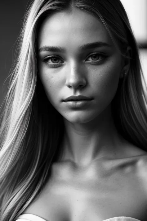 beautiful woman (EP0l1v14C0l4ng3l0:.99): blonde, nurse, ominous, beautiful, hyperrealistic, by greg rutkowski, yoshitaka amano, ilya kuvshinov, Retina display, (monochrome:1.2), (black and white:1.3),  (b&w), Canon50 ((detailed eyes)), (([dark|heavy|subtle]eyeliner, long lashes)), (epicPhoto), long eyelashes, (perfect waist)